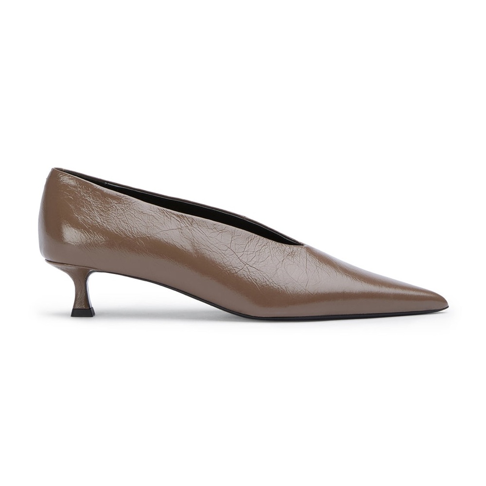 Tony Bianco Brown Pointed-Toe Kitten Heel Pumps